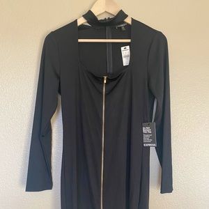 NWT Express Black zip front choker cocktail dress